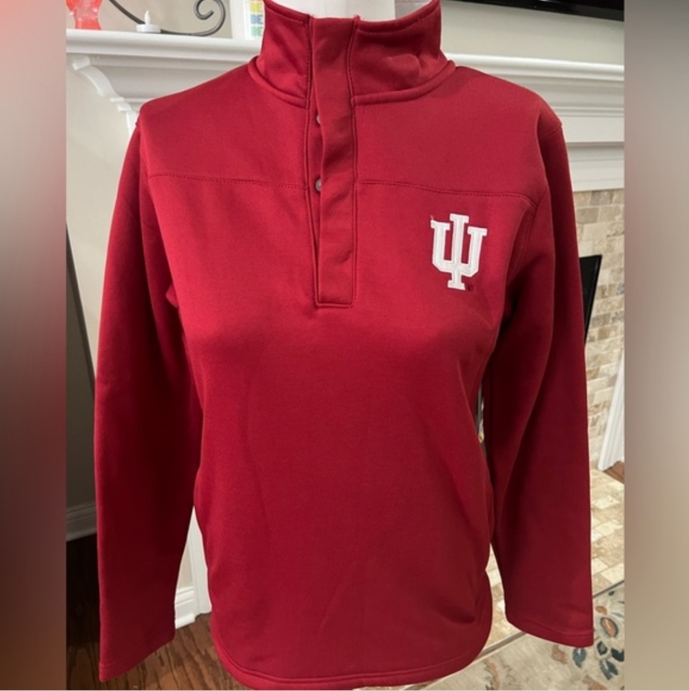 Indiana University unisex embroidered 4 snap pull on polyester sweatshirt SMALL